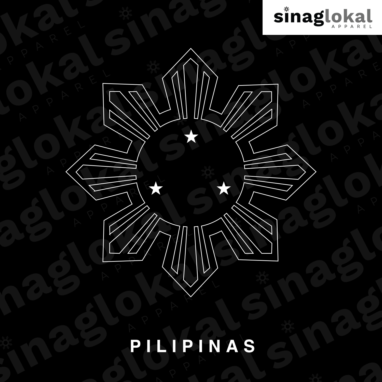 Black T-Shirt with 8-ray Sun and Pilipinas on Front