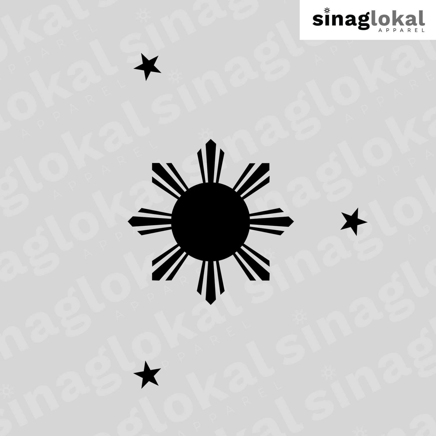 White T-Shirt with Small 8-Ray Sun and Stars on Front