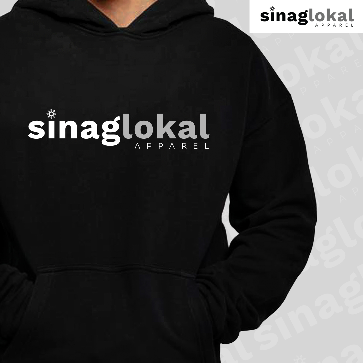 Black Hoodie with Sinag Lokal on Front