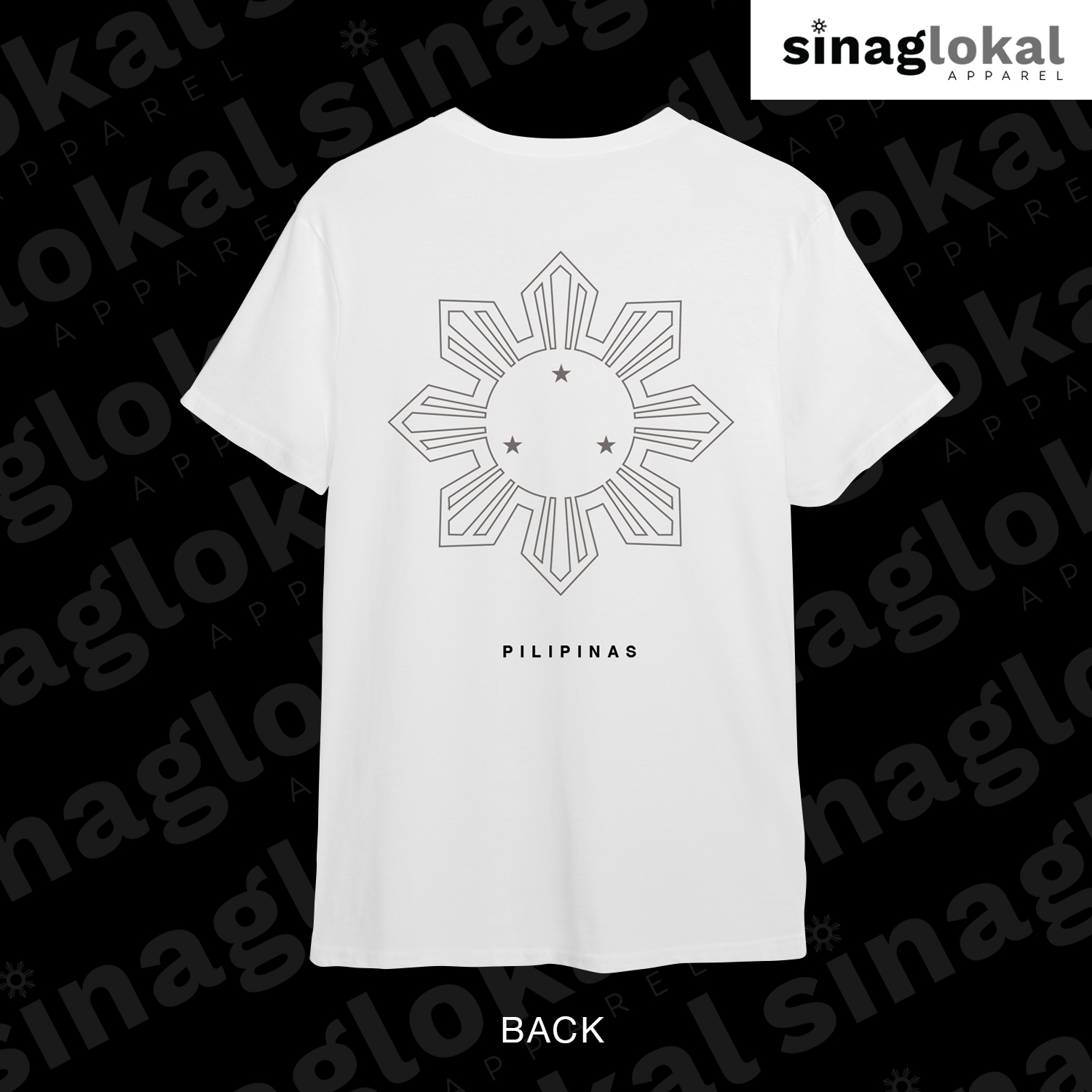 White T-Shirt with 8-ray Sun and Pilipinas on Back