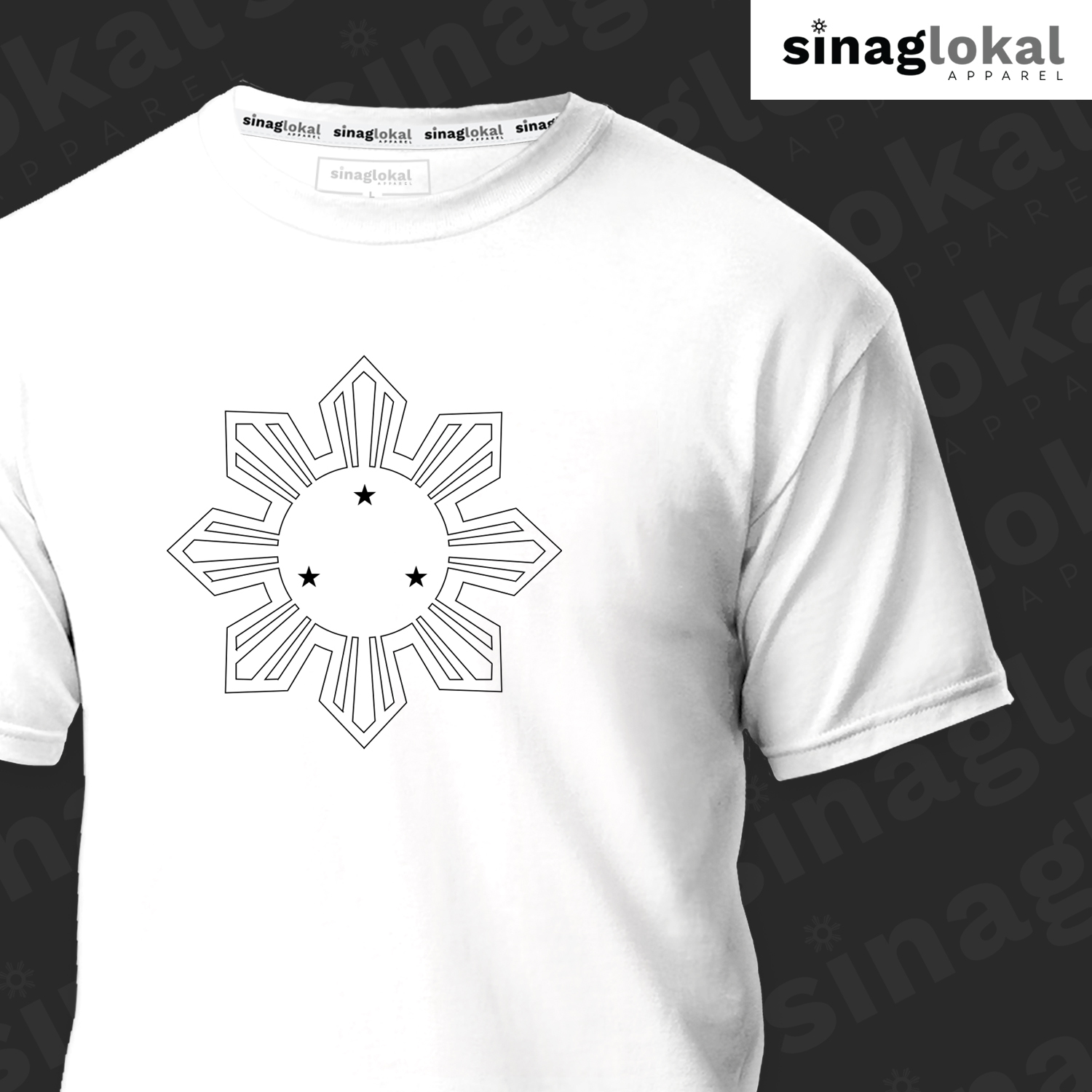 White T-Shirt with Large 8-ray Sun