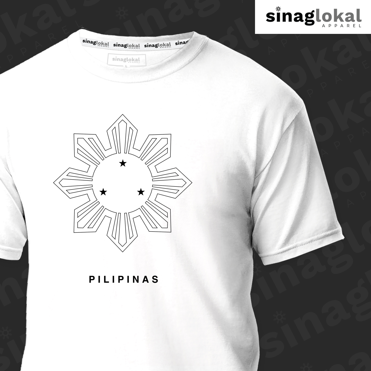 White T-Shirt with 8-Ray Sun and Pilipinas on Front